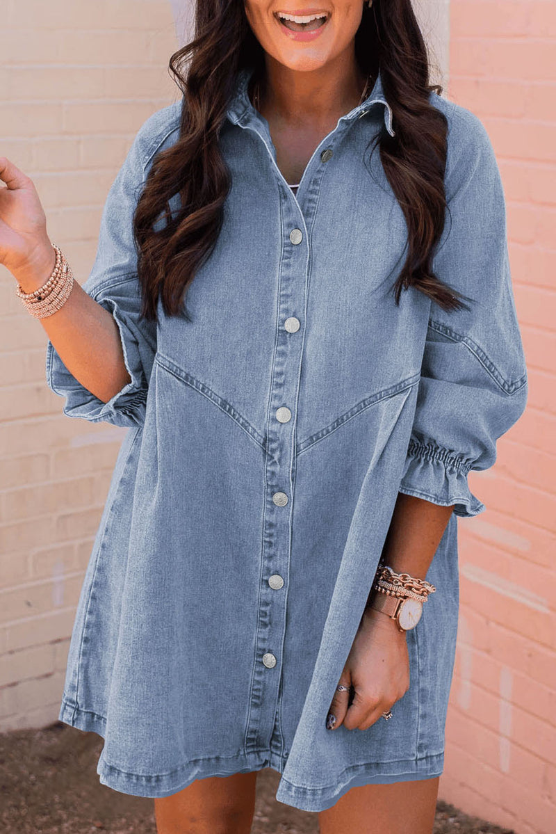 *WEBSITE EXCLUSIVE* Daria Ruffle Denim Short Dress