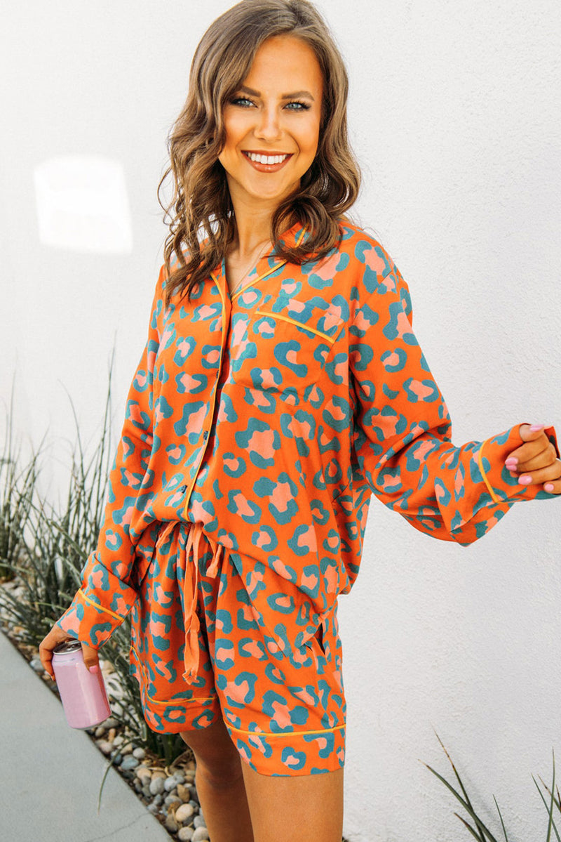 *WEBSITE EXCLUSIVE* Orange Leopard Print Pajama Set