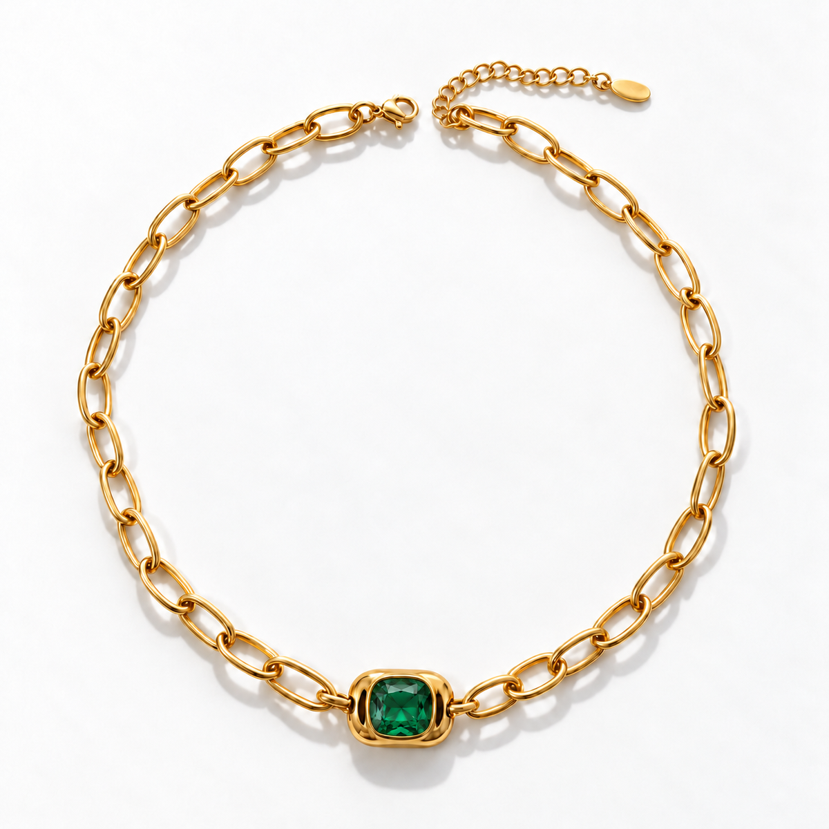 Green Pendant Gold Necklace