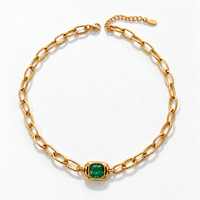 Green Pendant Gold Necklace