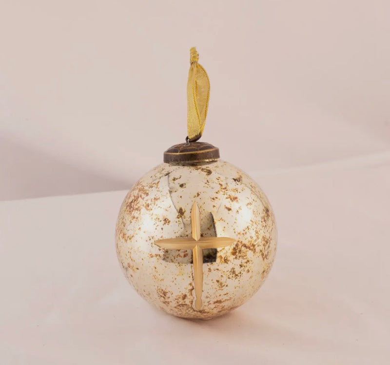 Red, White, Gold or Silver Large Glass Cross Ornament