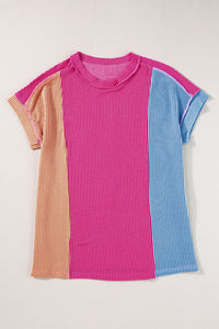 *WEBSITE EXCLUSIVE* Colorblock Ribbed Round Neck T Shirt