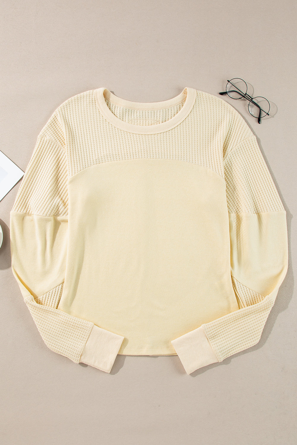 *WEBSITE EXCLUSIVE* Beige Thermal Long Sleeve Top