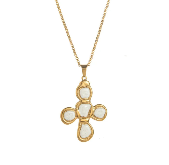 22” White or Colorful Cross Necklace