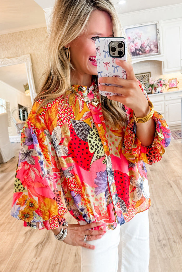 *WEBSITE EXCLUSIVE* Celeste Buttoned Ruffle Bubble Sleeve Shirt