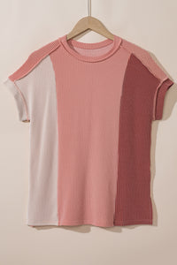 *WEBSITE EXCLUSIVE* Colorblock Ribbed Round Neck T Shirt