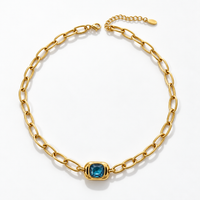 Blue Pendant Gold Necklace