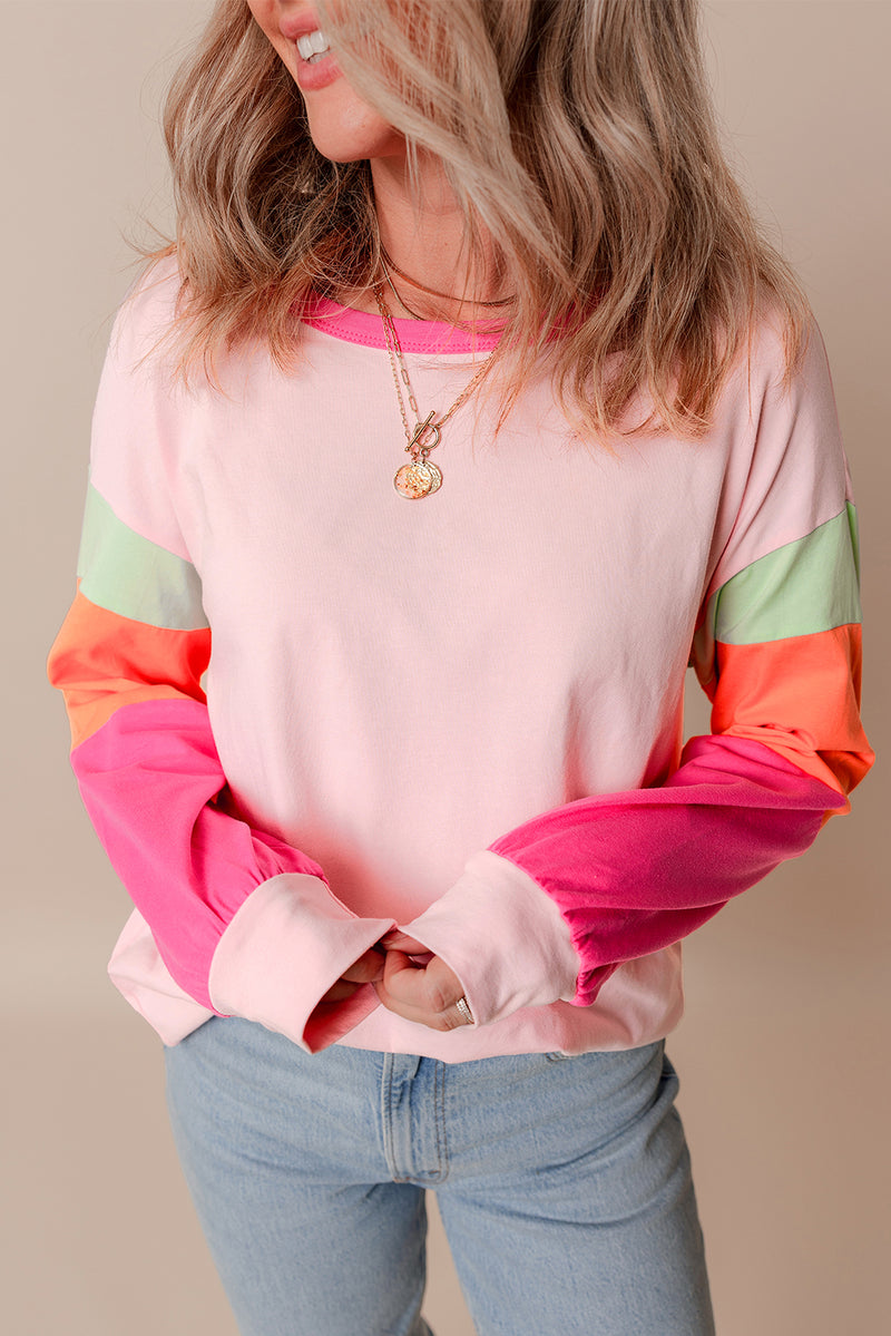 *WEBSITE EXCLUSIVE* Lucy Color Block Sleeve Loose Fit Top