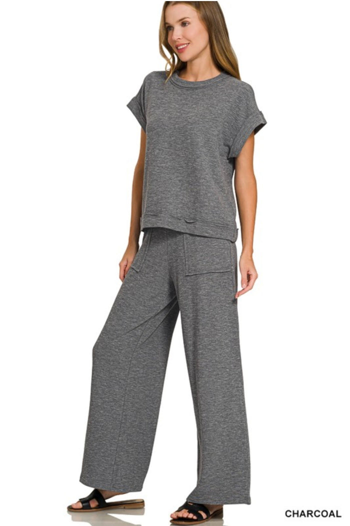 Charcoal Slub Knit Set