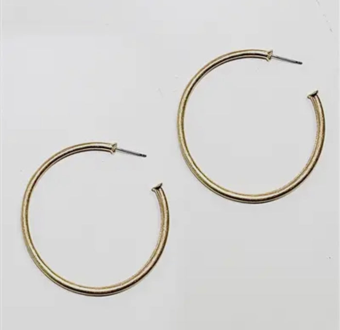 2” Thin Matte Gold Hoop Earrings