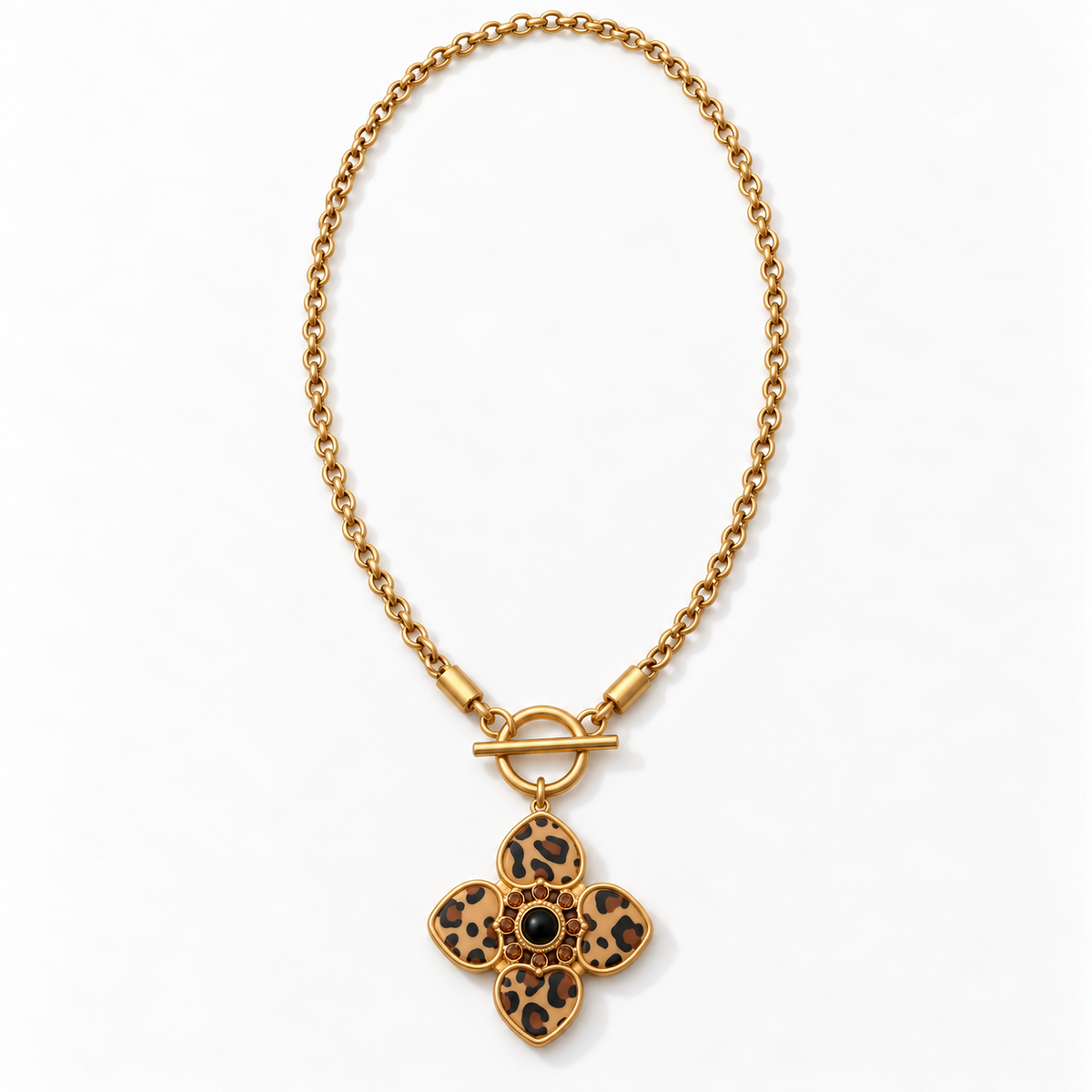 Leopard Flower Front Toggle Necklace