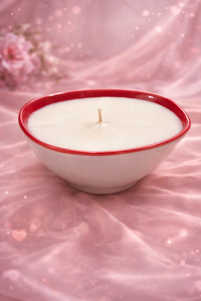 ❤️ Red & White Dish Candle: Love Spell