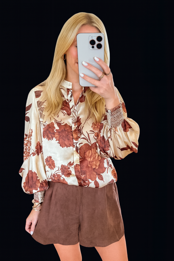 Brown Floral Blouse