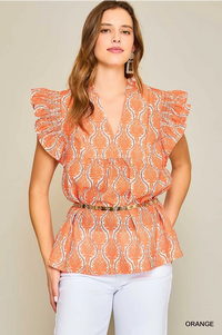 *Available in Store* Orange Print Blouse