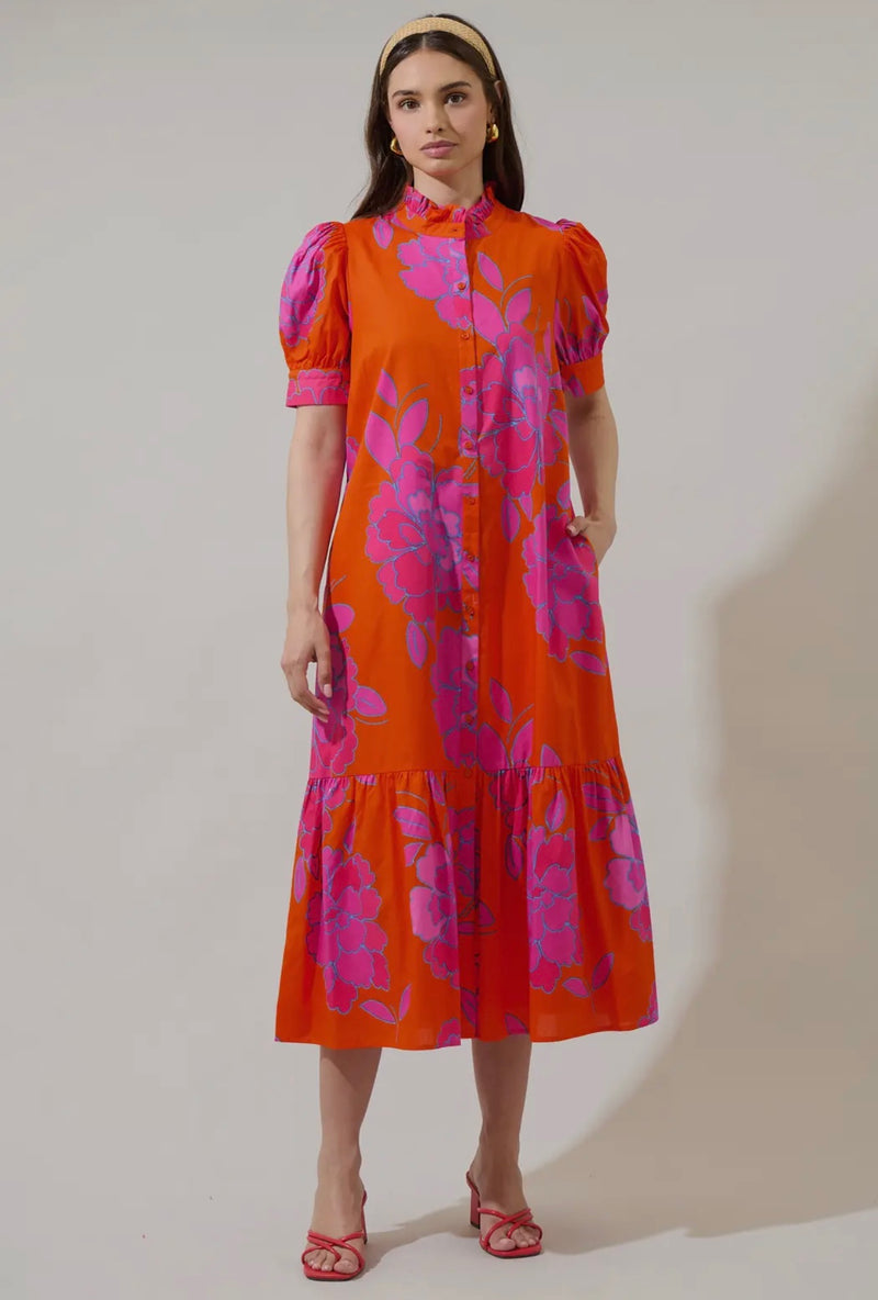 *Available in Store* Fuchsia & Orange Print Dress