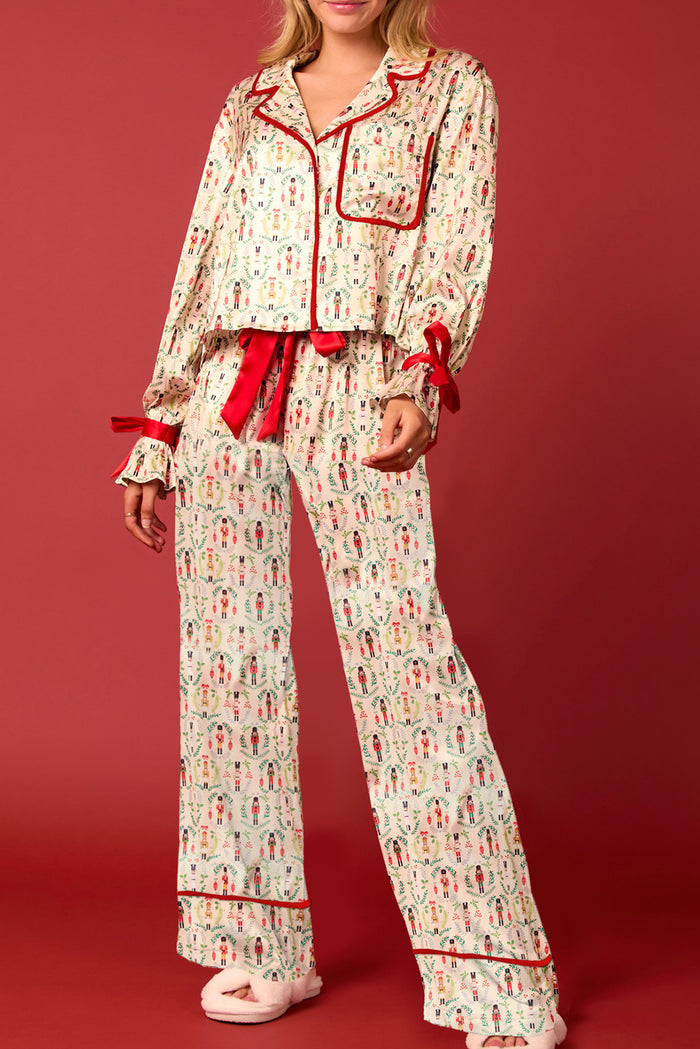 Estimated Ship Date 11/27 *Website Exclusive* Khaki Nutcracker Long Sleeve Christmas Pajama Sets