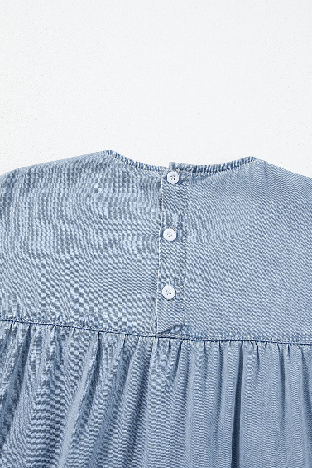 *WEBSITE EXCLUSIVE*  Ruffle Short Sleeve Tiered Denim Dress