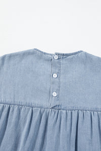 *WEBSITE EXCLUSIVE*  Ruffle Short Sleeve Tiered Denim Dress