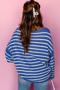 *WEBSITE EXCLUSIVE*  Aria Stripe Round Neck Drop Shoulder Sweater