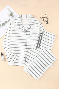 *WEBSITE EXCLUSIVE* White Striped Pajama Set