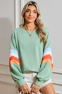 *WEBSITE EXCLUSIVE*  Patchwork Drop Sleeve Loose Sweatshirt