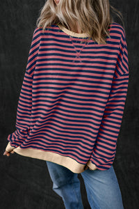 *WEBSITE EXCLUSIVE* Stripe Contrast Edge Oversized Pullover