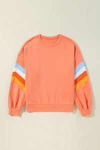 *WEBSITE EXCLUSIVE*  Patchwork Drop Sleeve Loose Sweatshirt