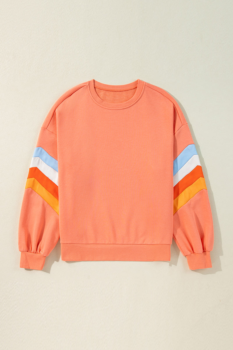 *WEBSITE EXCLUSIVE*  Patchwork Drop Sleeve Loose Sweatshirt