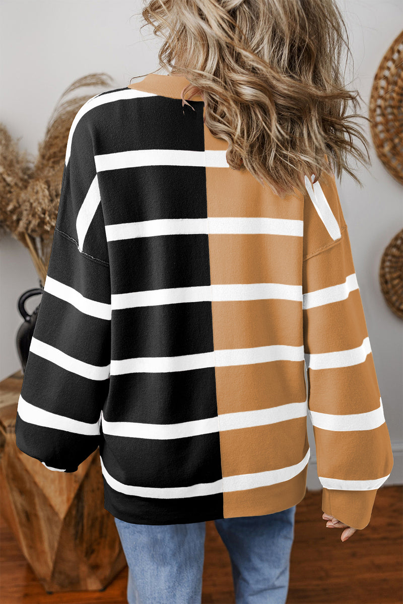 *WEBSITE EXCLUSIVE* Hannah Stripe Exposed Seam Loose Sweatshirts