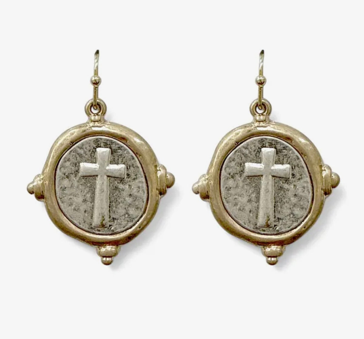 Silver & Gold Cross Earrings