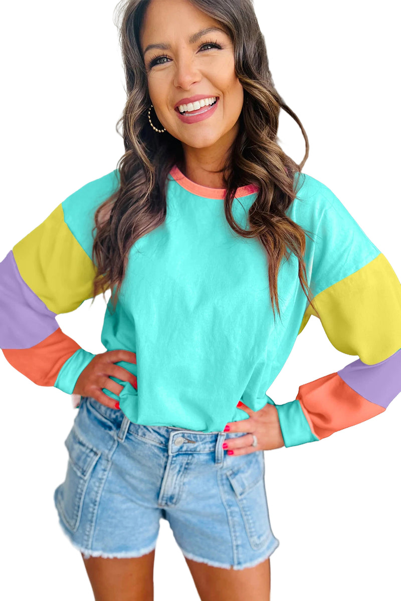 *WEBSITE EXCLUSIVE* Lucy Color Block Sleeve Loose Fit Top