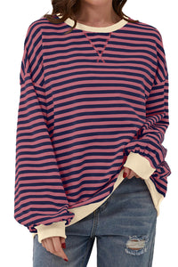 *WEBSITE EXCLUSIVE* Stripe Contrast Edge Oversized Pullover