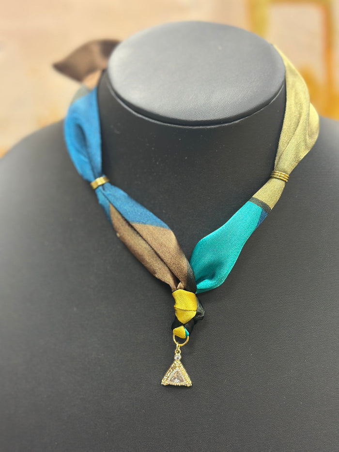 Scarf Necklace with Gold Delta Charm