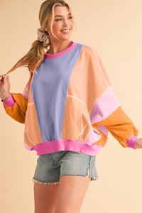 *Website Exclusive * Colorblock Patchwork Drop Shoulder Top