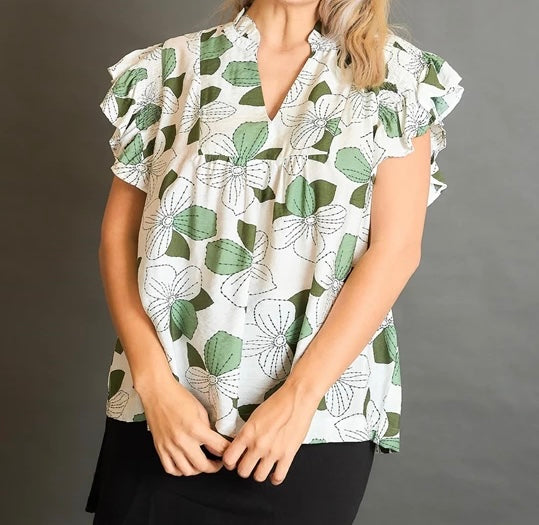 *Available in Store* Floral Print Blouse Green