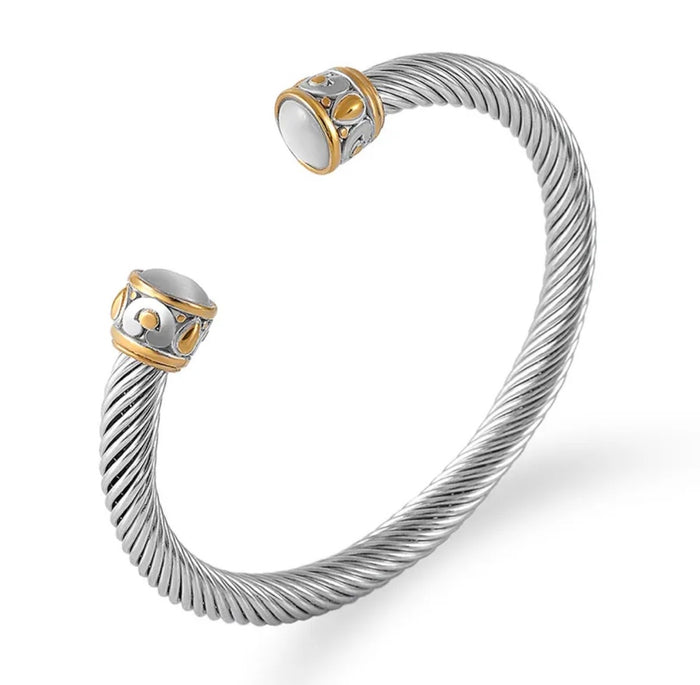 Silver Rope Bracelet with Opaque Stone