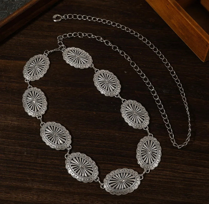Silver Open Disc Concho Western Belt (FW)