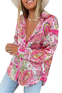 *WEBSITE EXCLUSIVE* Pink Floral Paisley Print Boho Shirt