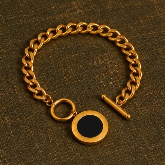 Black Medallion Charm Bracelet