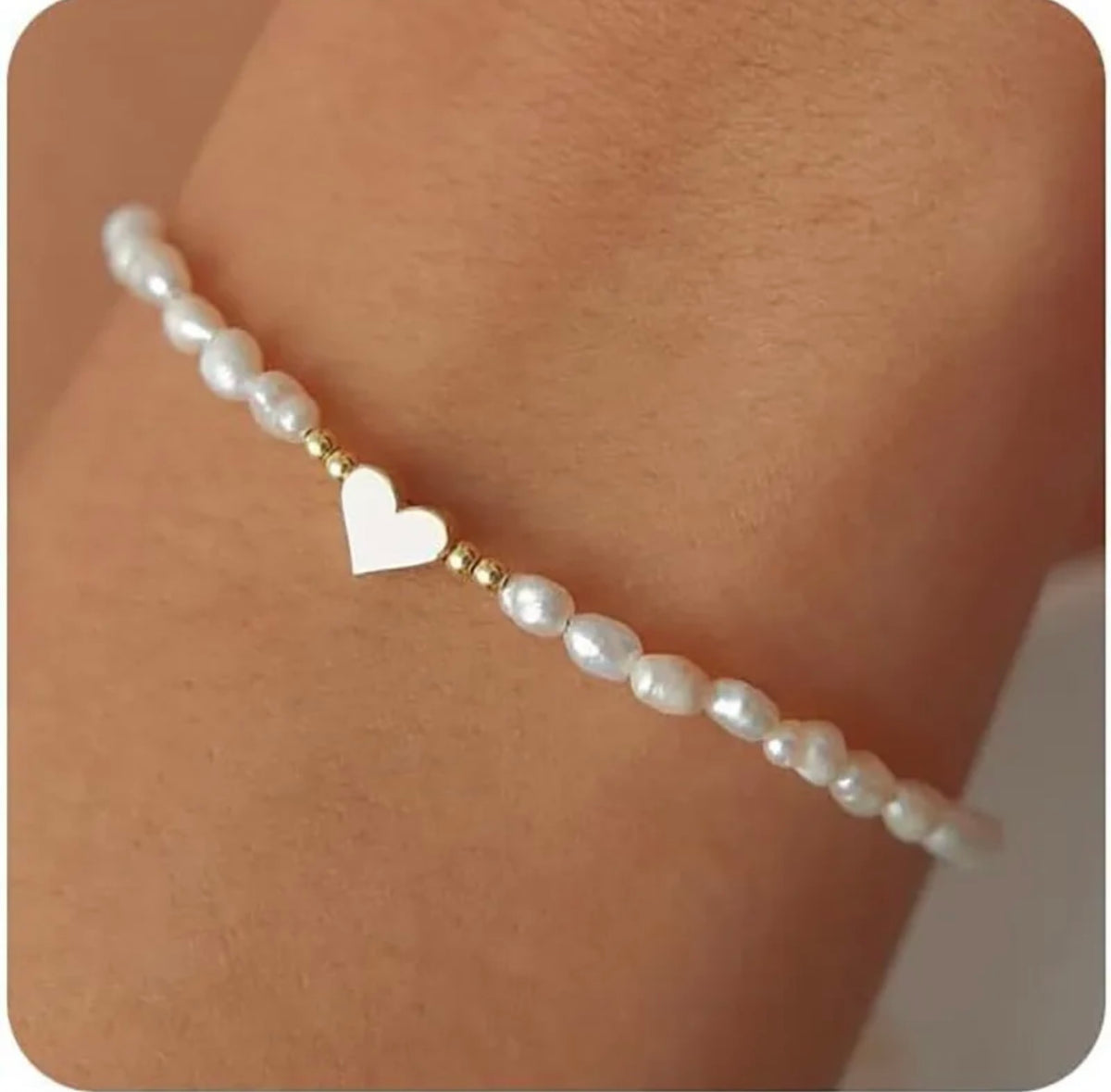 Pearl Beaded Heart Bracelet (FW)