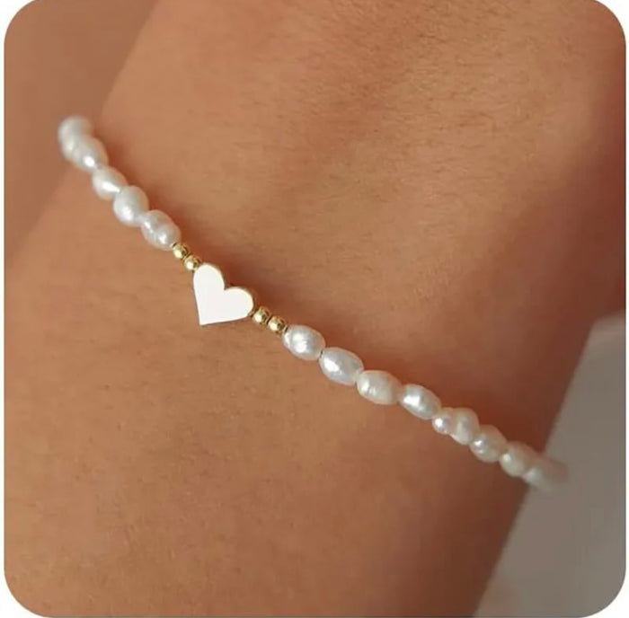 Pearl Beaded Heart Bracelet (FW)
