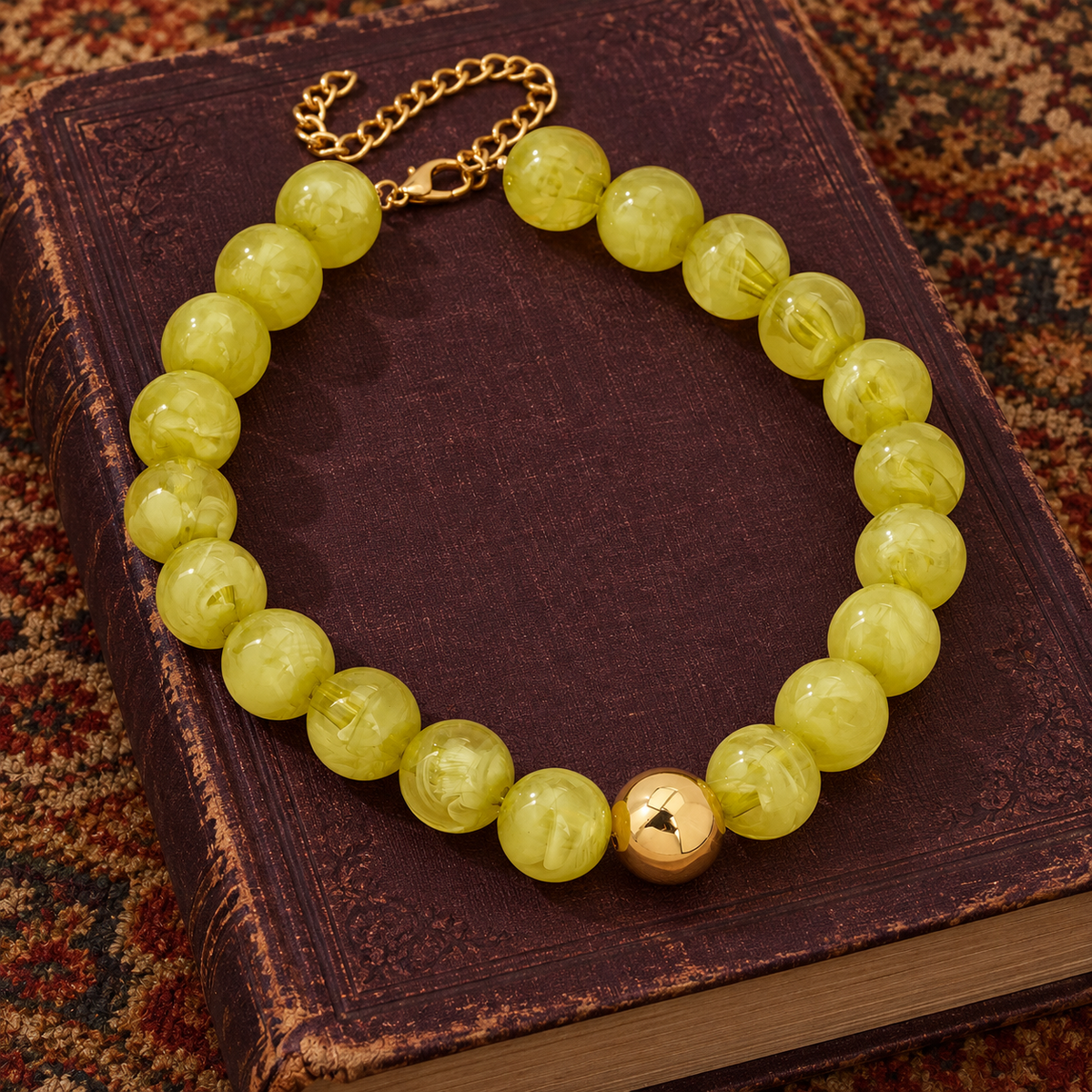Chartreuse Round Bead Necklace