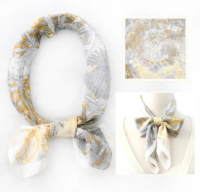 Mustard & Grey Landscape Scarf