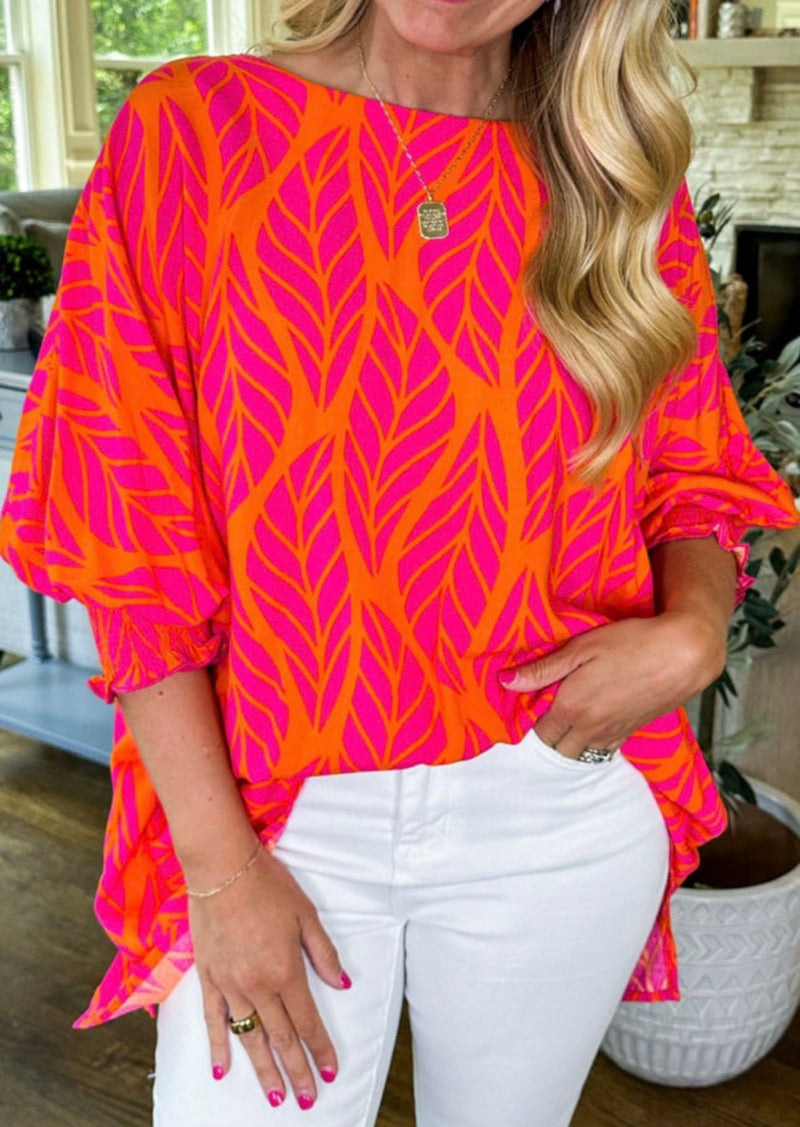 *Available in Store* Bright Palm Print Blouse