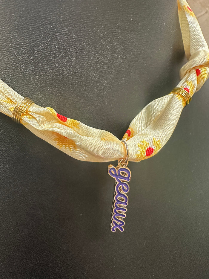 Light Yellow Scarf Necklace LSU Geaux Charm