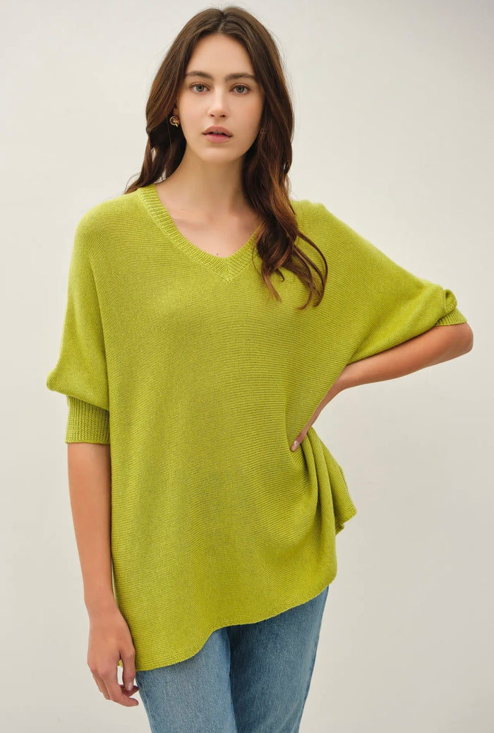 Chartreuse 3/4 Sleeve Sweater