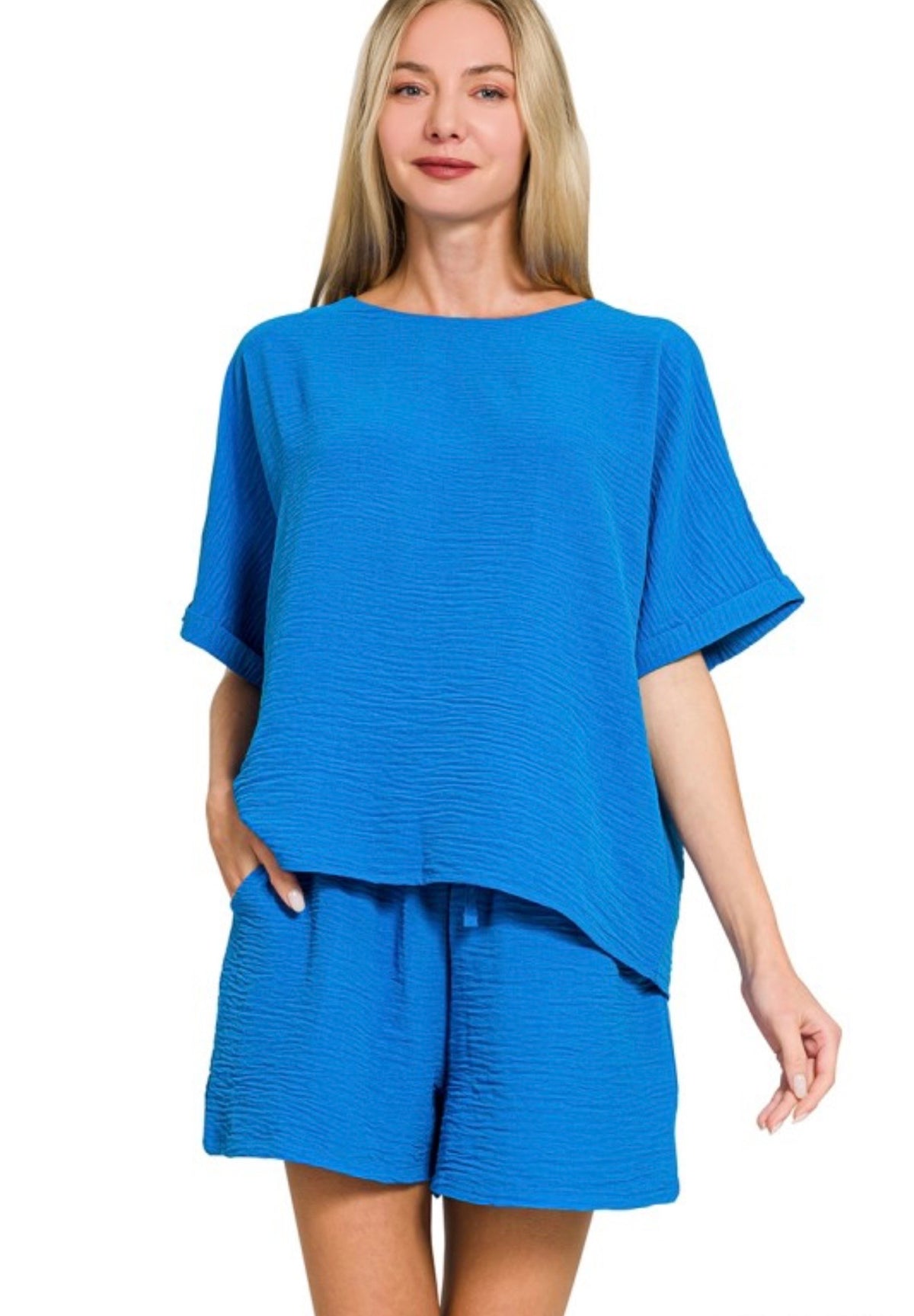 Blue Air Flow Short Set