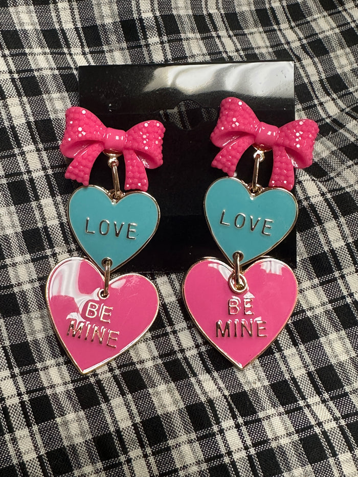 ❤️ Pink & Turquoise Valentine Earrings