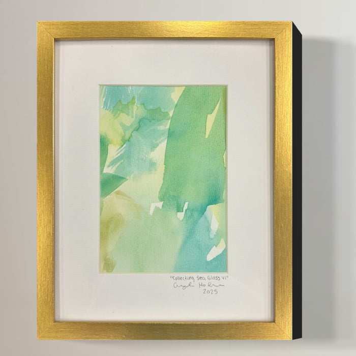 “Collecting Sea Glass VI” Framed Watercolor Painting
