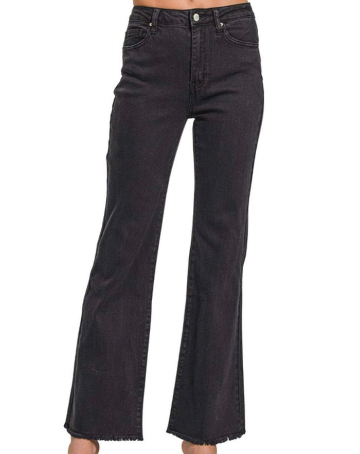 Black Raw Hem Jeans